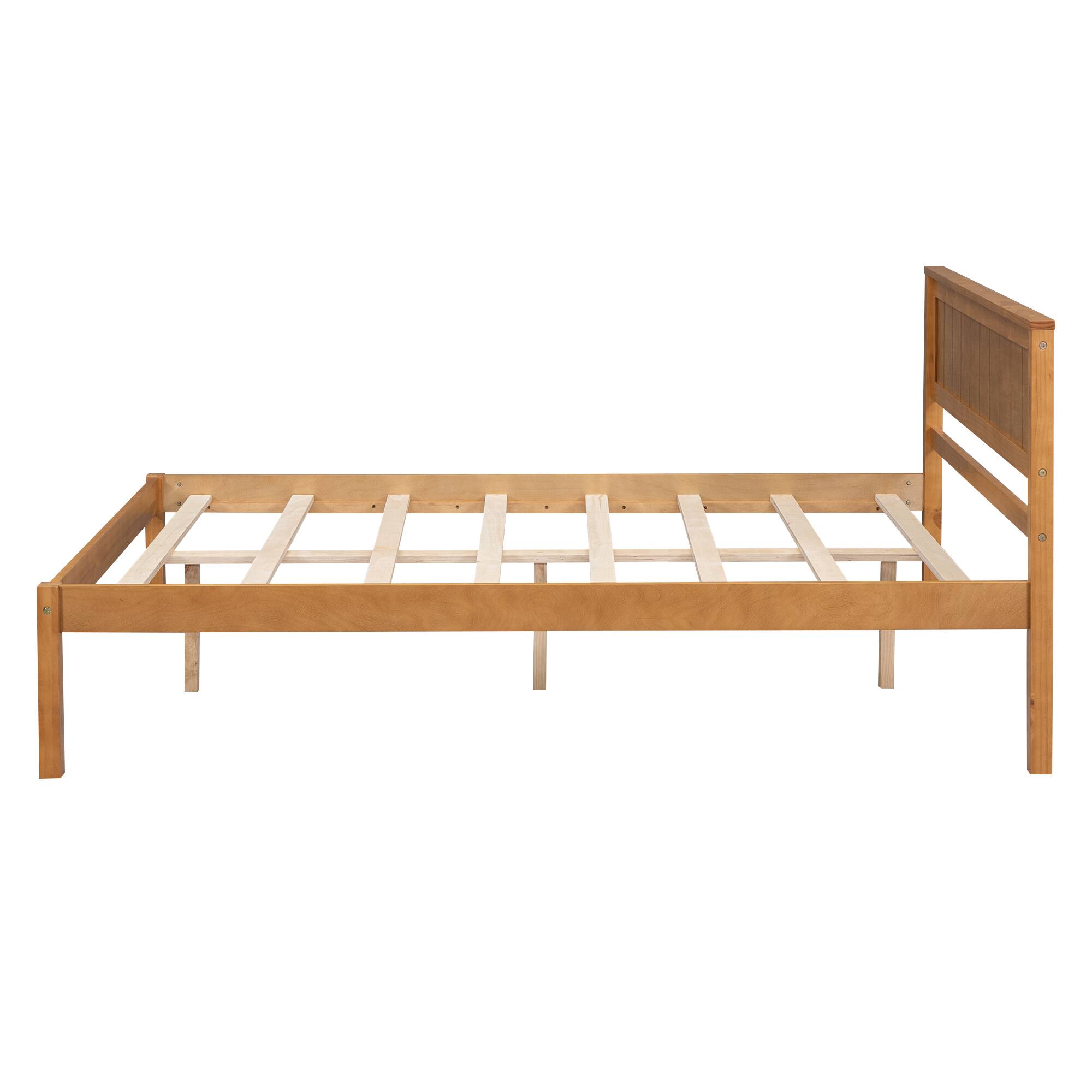 Alt View 2. Whisen - Platform Bed Frame with Headboard, Wood Slat Support, No Box Spring Needed - Oak.