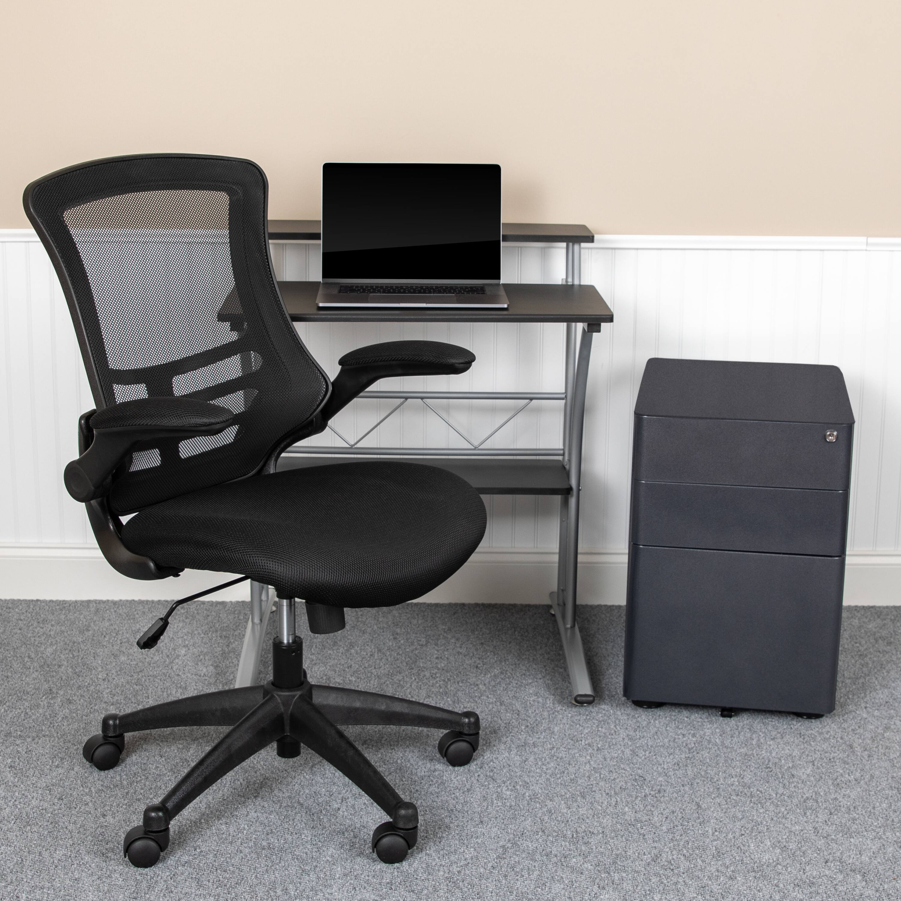 Alt View 1. Emma + Oliver - Work From Home Kit-Computer Desk, Ergonomic Office Chair, Mobile Filing Cabinet - Black.