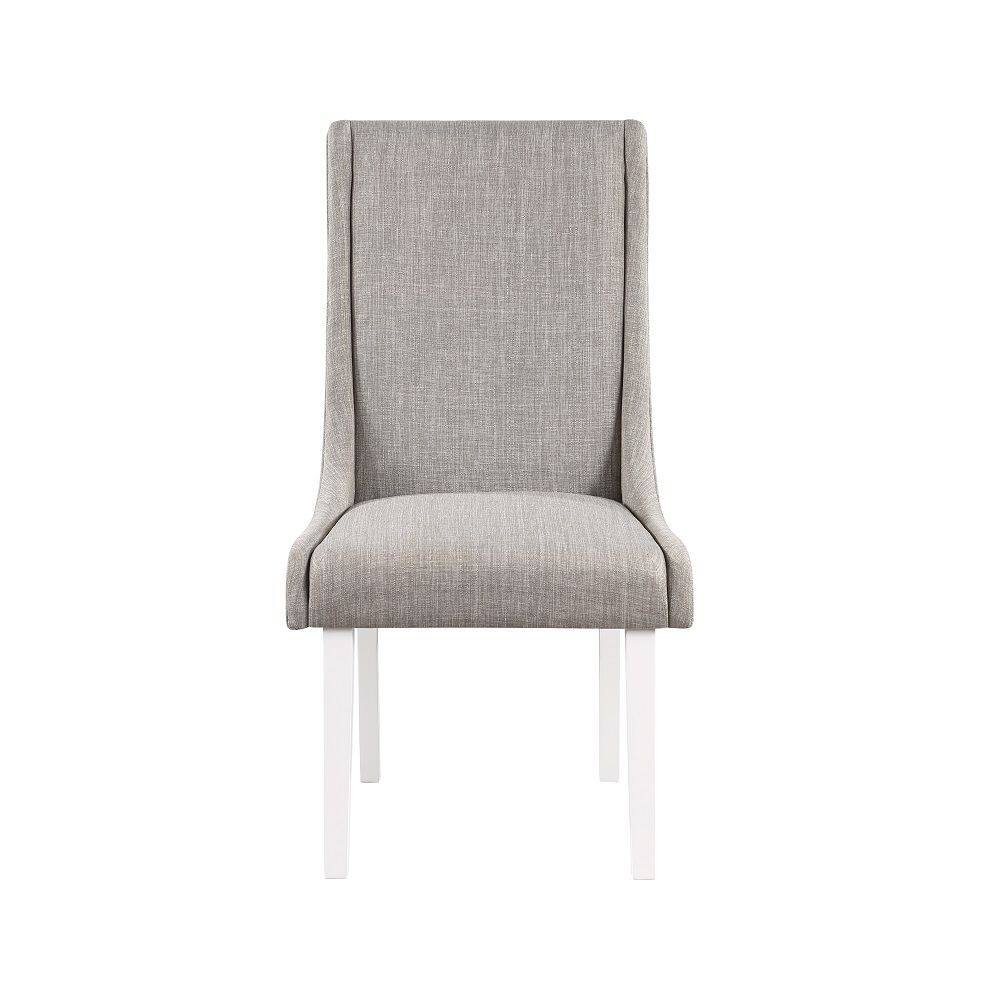 Alt View 1. Manhattan Lane - Joyce 25 Inch Side Dining Chair Set of 2, Wingback, Gray Linen, White Wood - Gray, White.