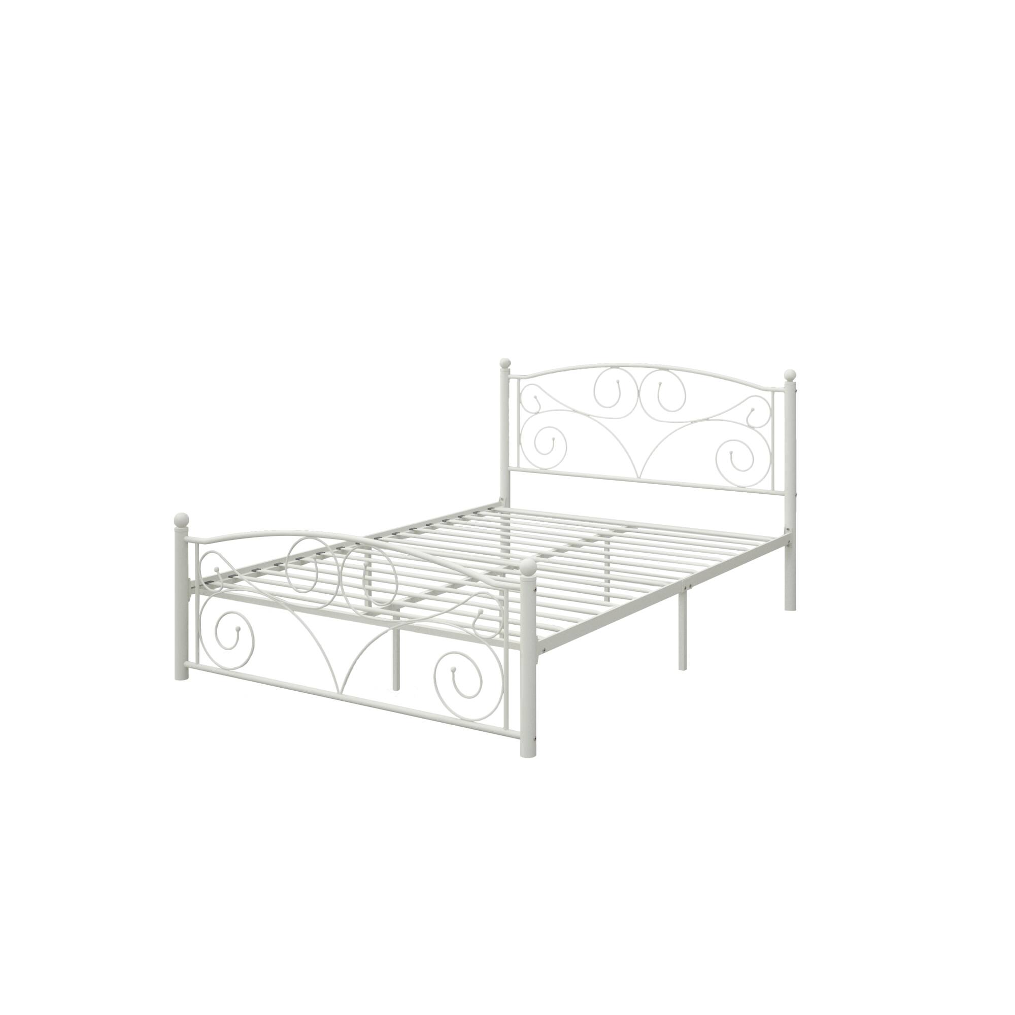 Back. GOODSILO - Full Size Metal Bed Frame with Sturdy Steel Structure for Modern Bedroom Decor and Comfort - White.