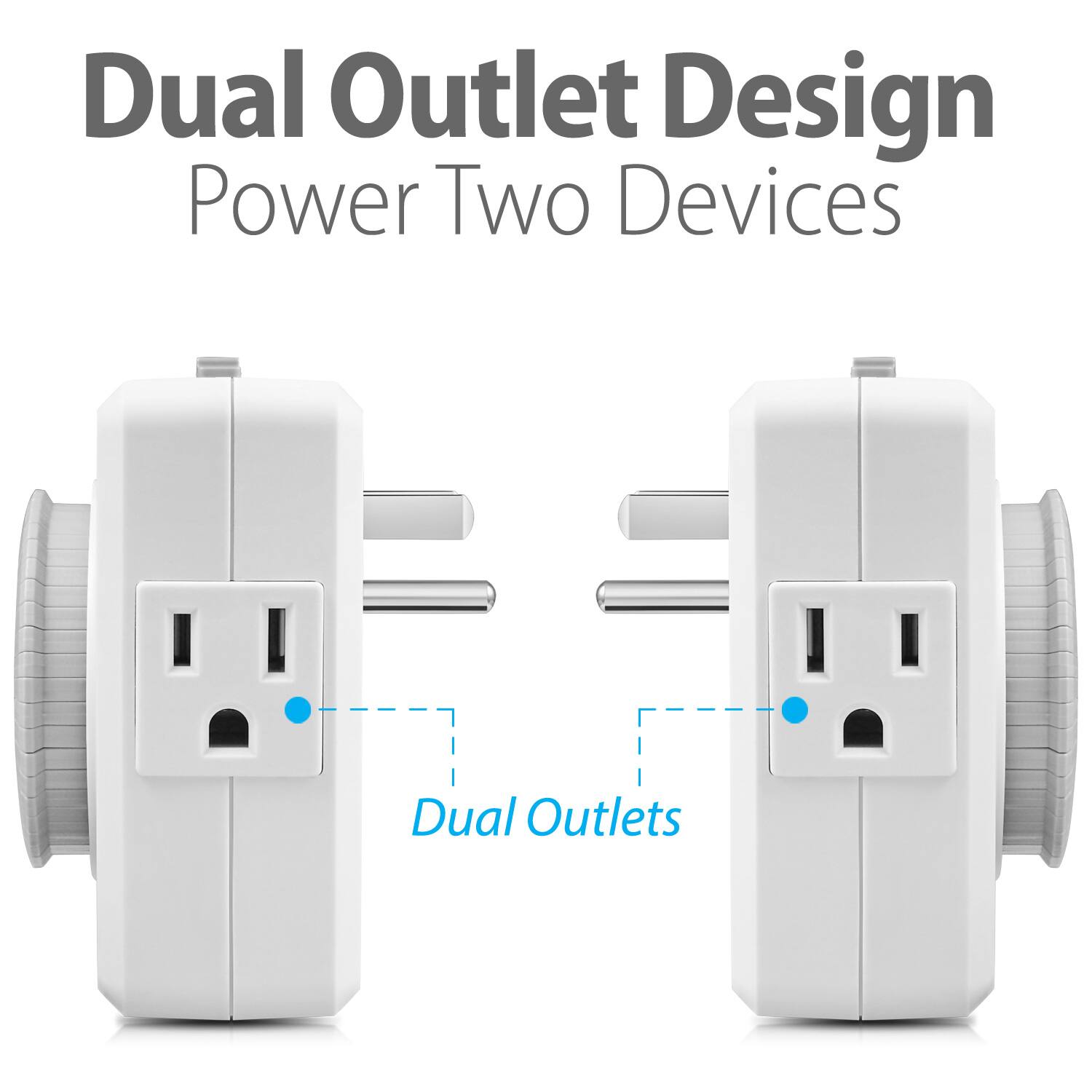 Dual Outlet Design, Power Two Devices, Dual Outlets
