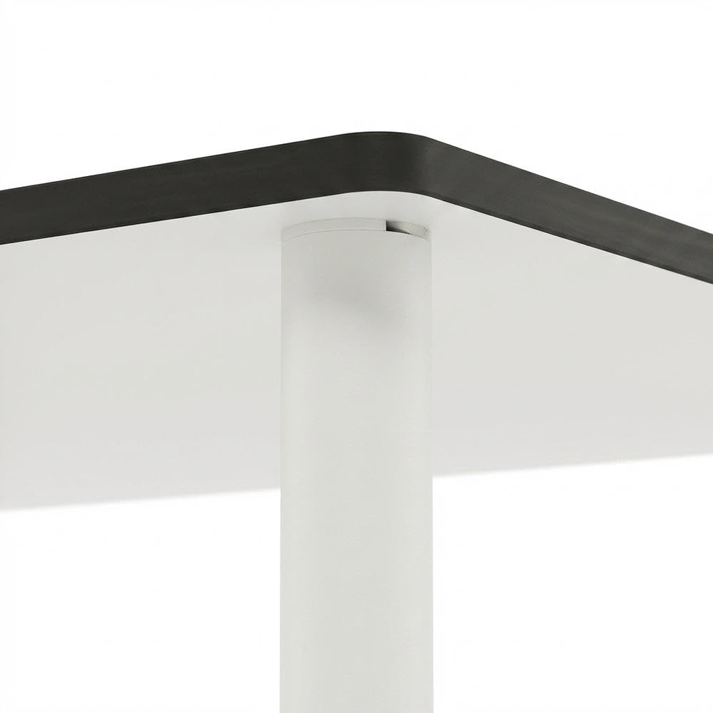 Alt View 3. FurniFact - Modern white coffee table with open shelf, 2-tier design and sleek style - Plain White/Plain White.