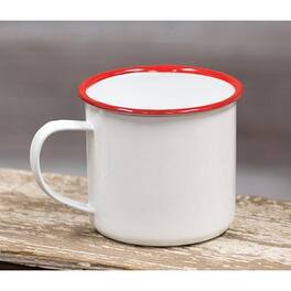 BreeBe - *Red Rim Enamel Coffee Mug - Red, White