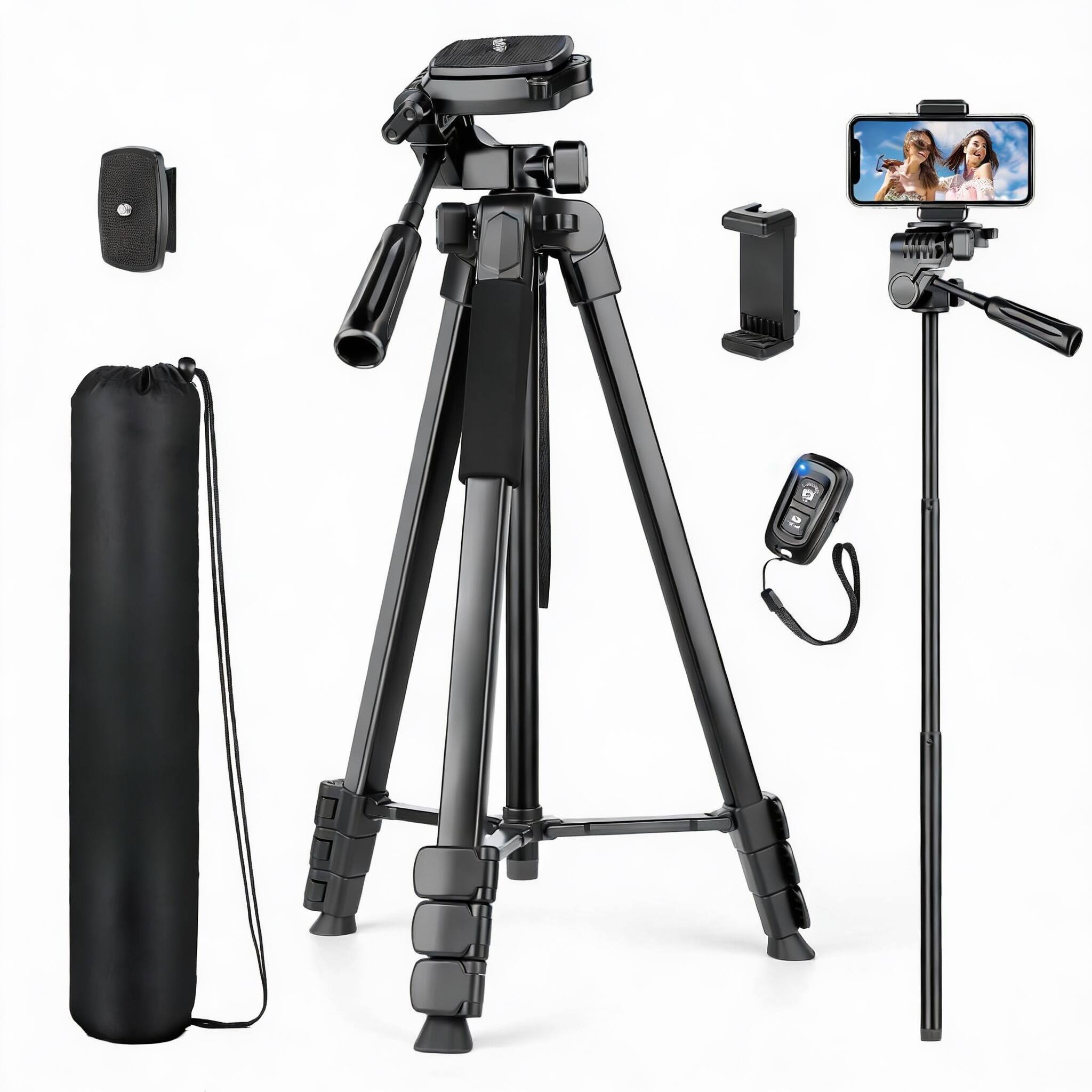 Back. METALTON - Phone Tripod Cell For Extra Long Tall Tripods Selfie Stick With Wireless Remote Extendable Holder Stand Cam... - Black.
