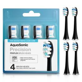 AquaSonic - Precision ProFlex Electric Toothbrush Replacement Brush Heads - 4 Pack - Black