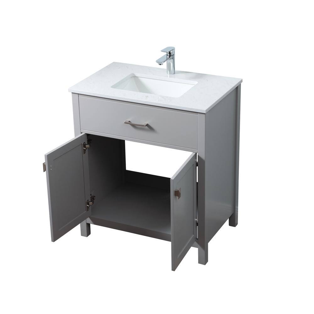 Alt View 2. Elegant Kitchen and Bath - 30 Inch SIngle Bathroom Vanity In Grey - Grey.
