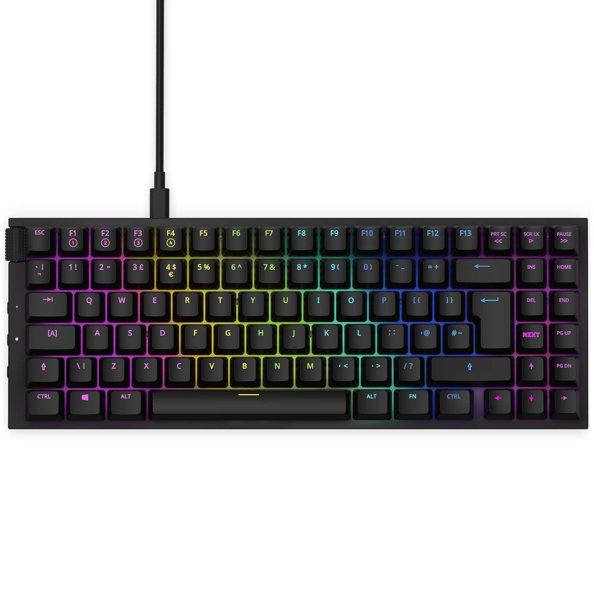 Front. NZXT - Function 75% Wired Modular Mechanical Keyboard With Linear RGB MX Switches - Black.
