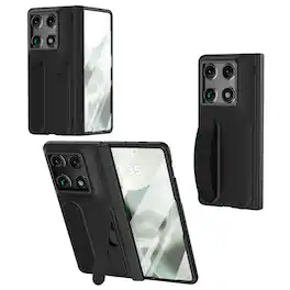 Dteck - Case for Motorola Razr Fold (2026) Shockproof Hand Grip Card Slot Stand Hinge Protection Cover Built-in Screen Protector - Black