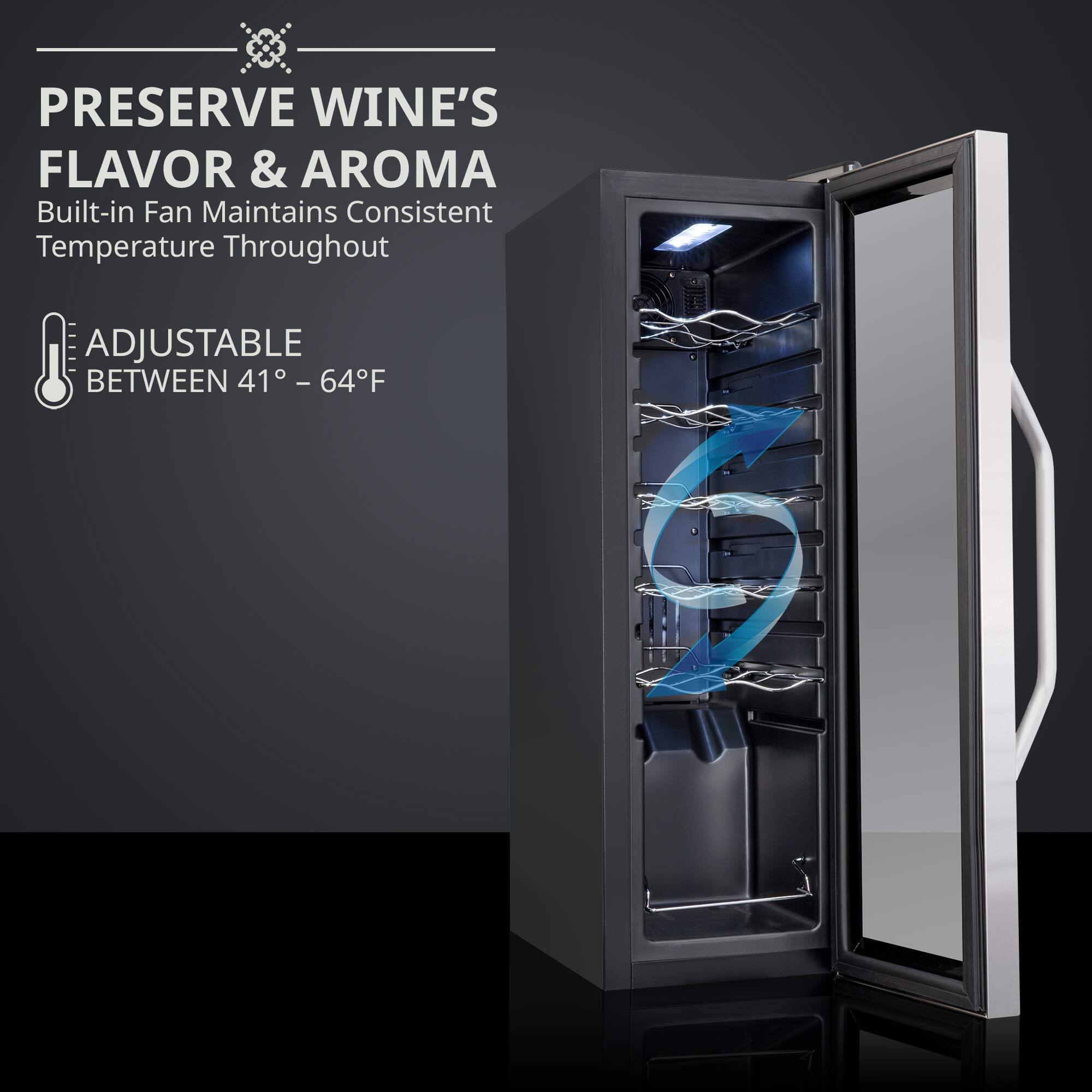 PRESERVE WINE'S FLAVOR & AROMA  
Built-in Fan Maintains Consistent Temperature Throughout  

ADJUSTABLE BETWEEN 41° - 64°F