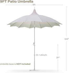 Decksplore - 9ft Outdoor Pagoda Patio Umbrella with Lights, Patio Table Market Umbrella