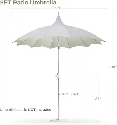 9FT Patio Umbrella
9 ft
108"
Ø = 1.5 inch
37"
Umbrella base is NOT included