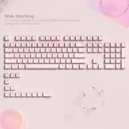 Womier - Jelly Keycaps , Crystal Shine Through Custom Cute Key caps Set for Mechanical Keyboard - Pink