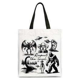 OrnamentallyYou - Respect The Local Cryptid Squad Canvas Canvas Tote Bag - White Black