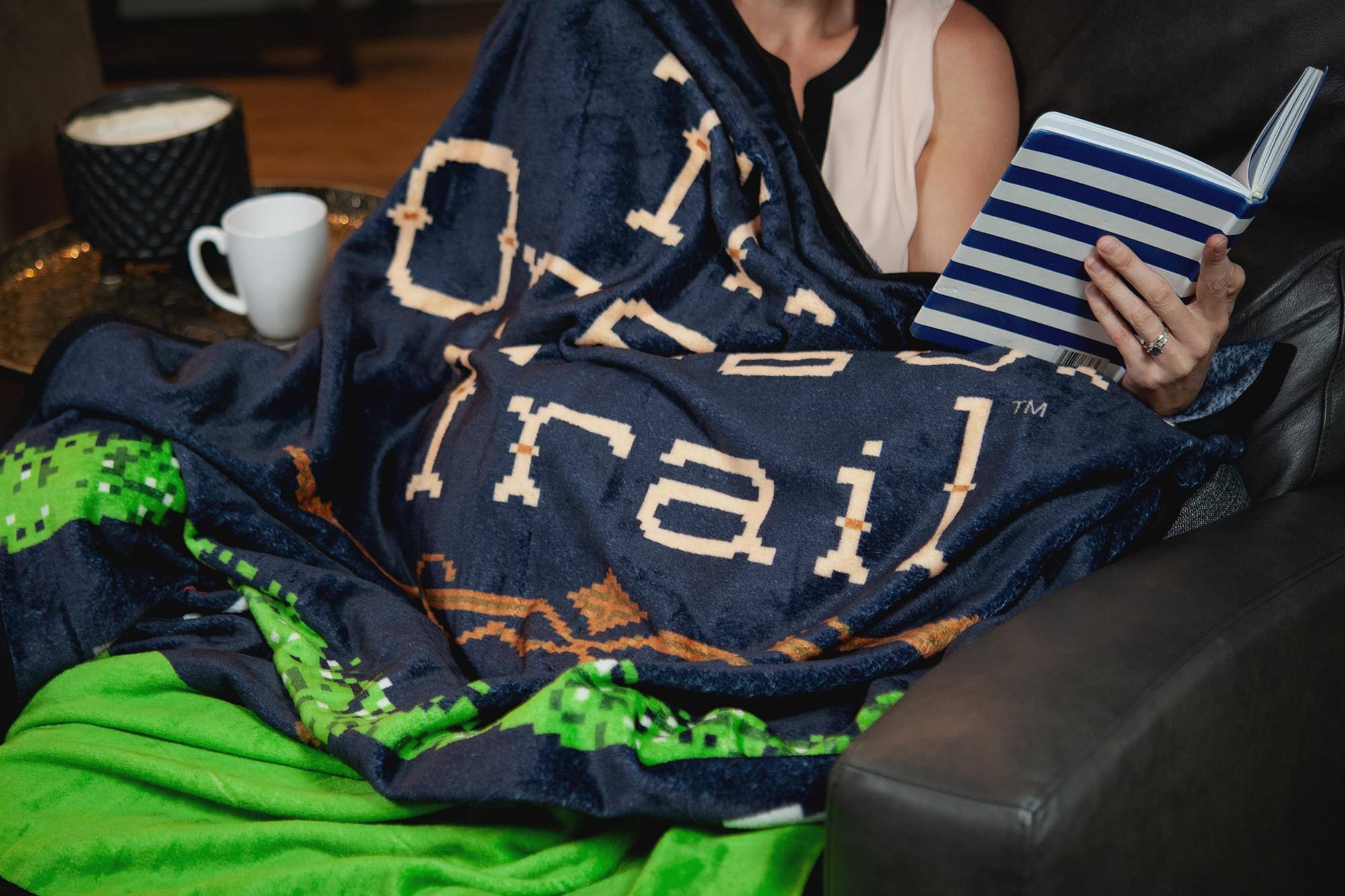 Alt View 3. Just Funky - The Oregon Trail Video Game Large Fleece Throw Blanket | 60 x 45 Inches - Black.