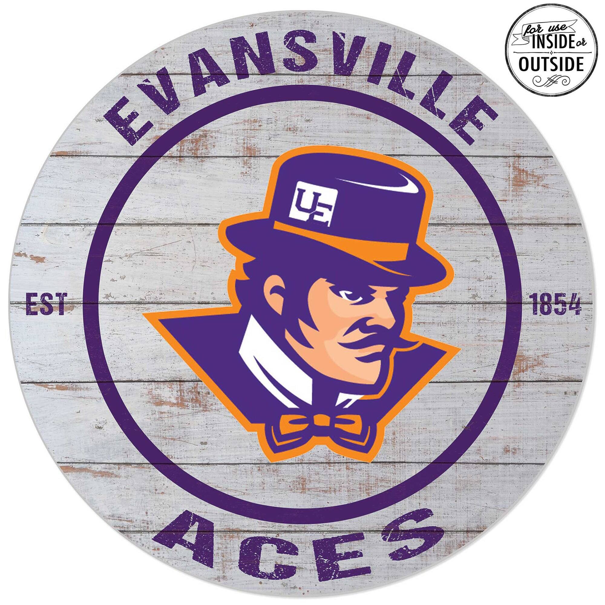 Evansville Purple Aces 20'' Indoor/Outdoor Weathered Circle Sign