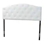 Front. Baxton Studio - Myra Modern and Contemporary Queen Size Faux Leather Upholstered Button-tufted Scalloped Headboard - White.