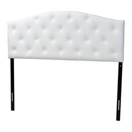 Baxton Studio - Myra Modern and Contemporary Queen Size Faux Leather Upholstered Button-tufted Scalloped Headboard - White