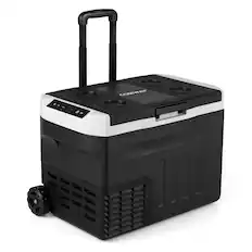 Front. Costway - Costway 12 Volt Car Refrigerator with -4℉~68℉ Adjustable Range Divider for Camping 32 QT - Black.