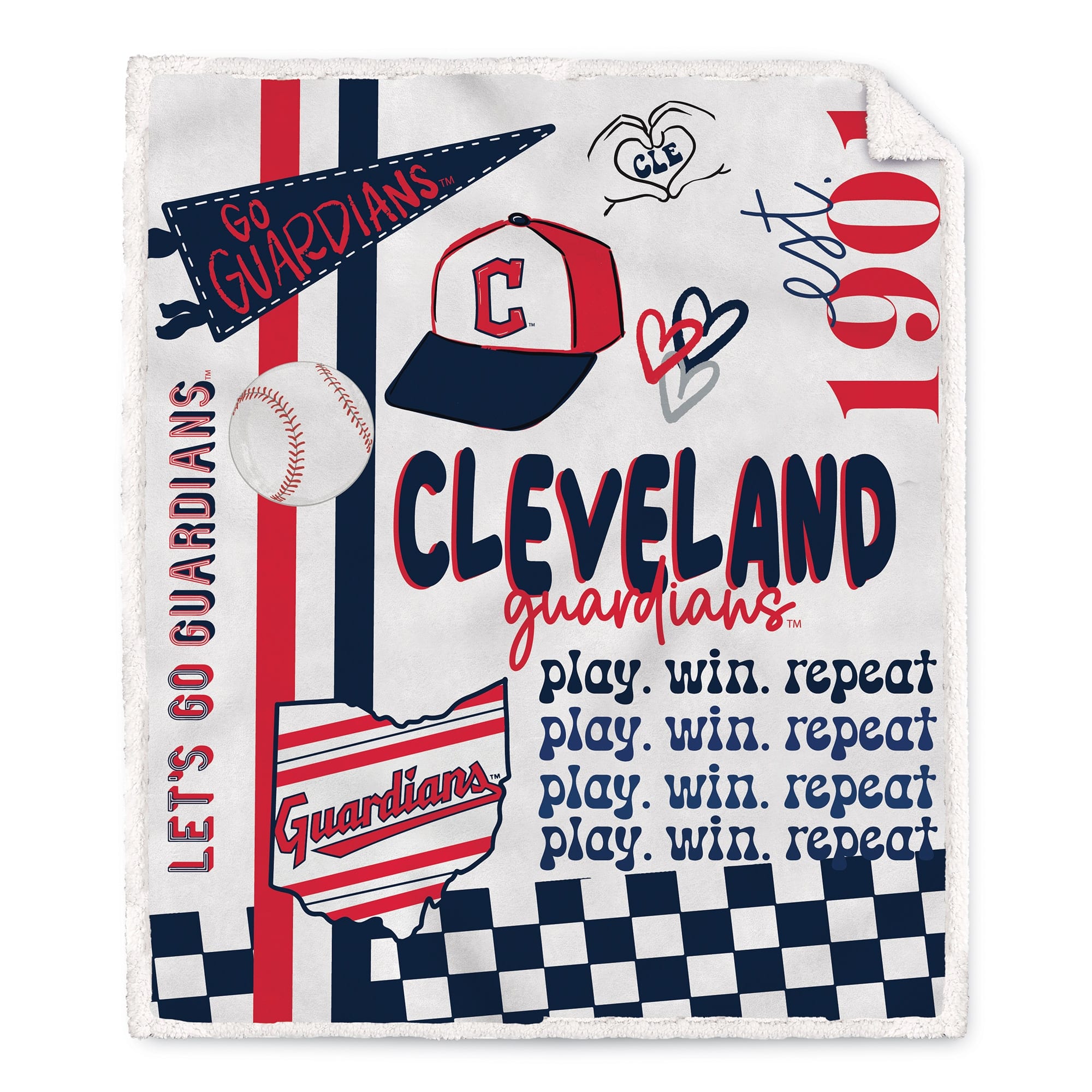 Pegasus - Cleveland Guardians 60" x 70" Loco Fan Ultra Cozy Sherpa Blanket - Multicolor