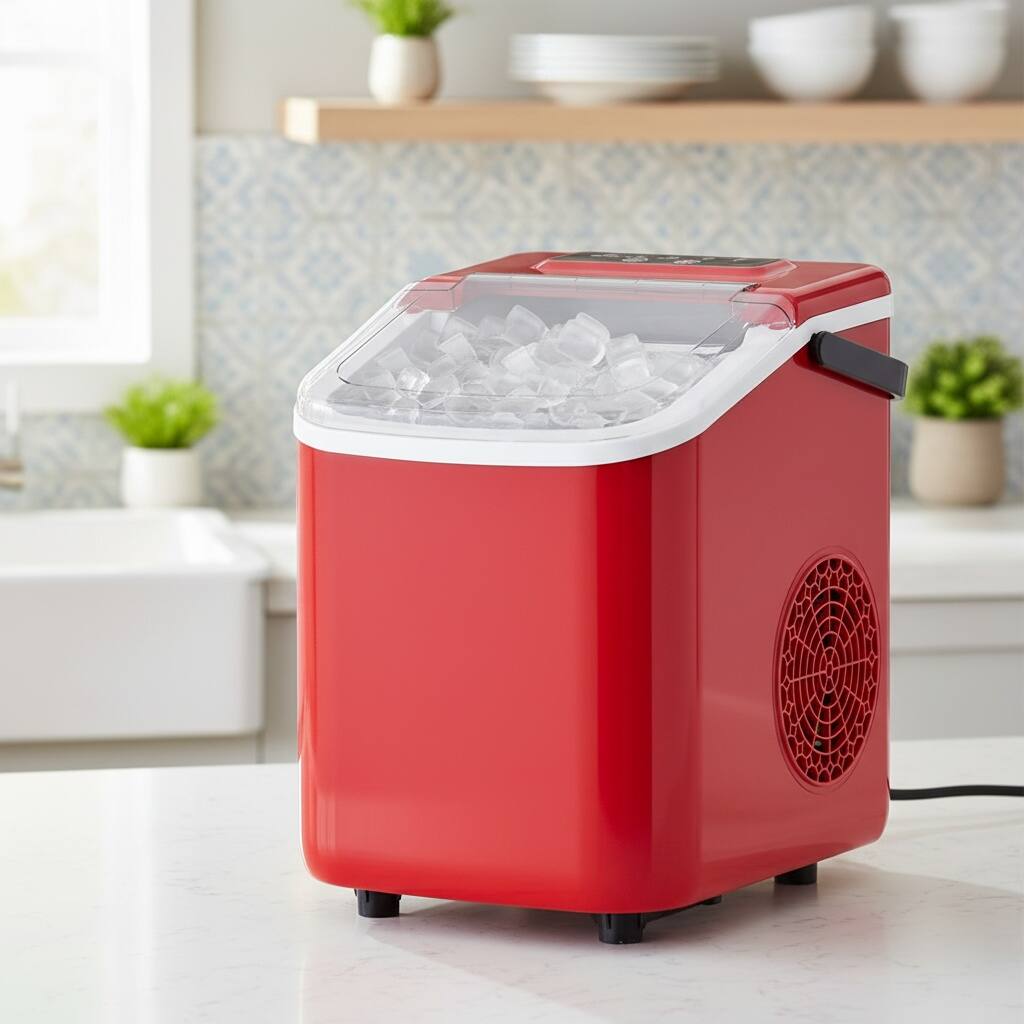 Alt View 1. Forest'nSky - Portable Outdoor Ice Maker - 26 lb/day Bullet Ice, BPA-Free PVC, Fast for Coffee, Car Fridge & Cocktails,Red - Red.