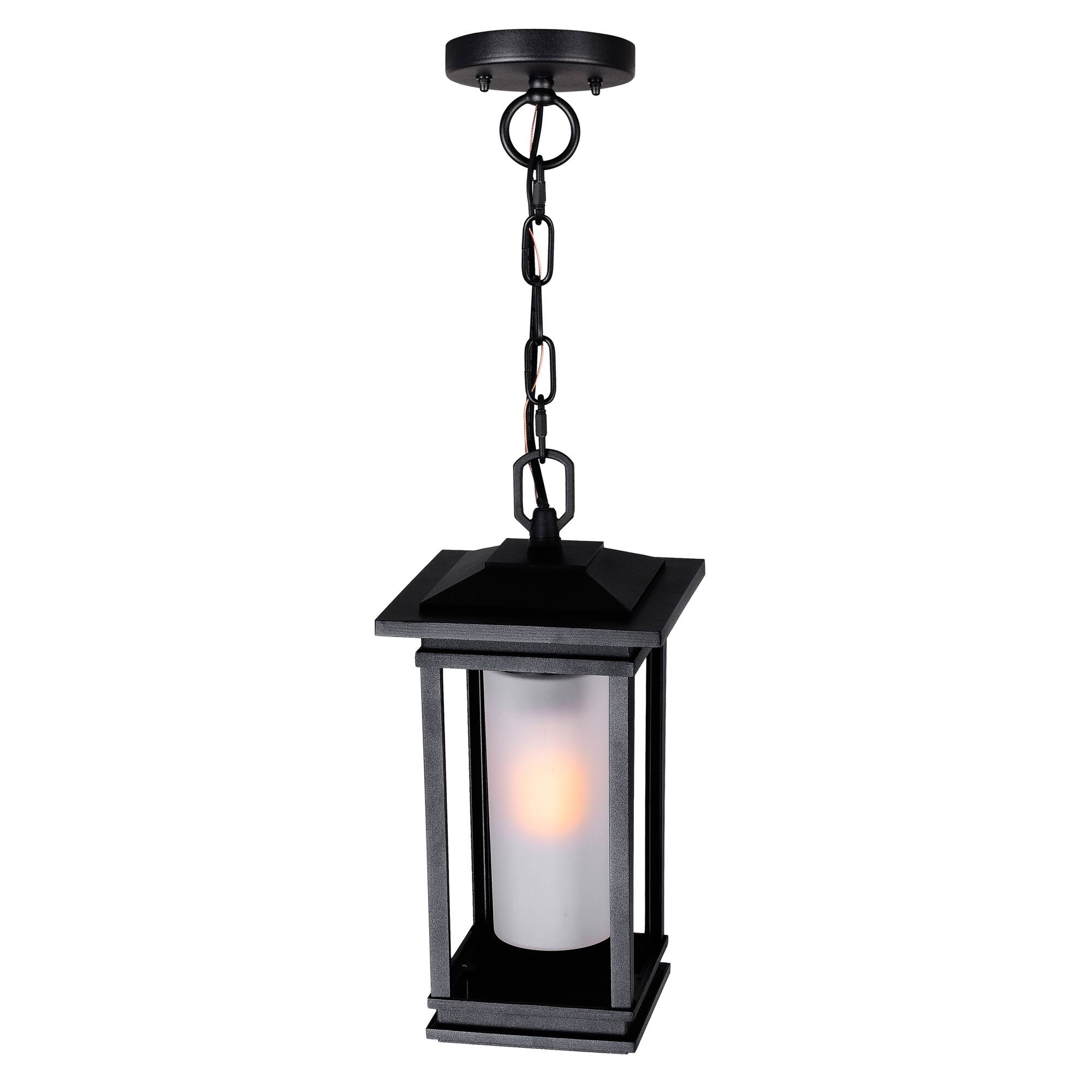 Back. CWI Lighting - Granville 1 Light Black Outdoor Hanging Light - Black.
