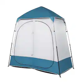 Winado - 7.5FT Camping Dressing 2-Room Shower Tent Pop Up Shelter with Carrying Bag Privacy Changing Room Portable Toilet Outdoor - Blue & White