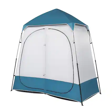 Front. Winado - 7.5FT Camping Dressing 2-Room Shower Tent Pop Up Shelter with Carrying Bag Privacy Changing Room Portable Toilet Outdoor - Blue & White.