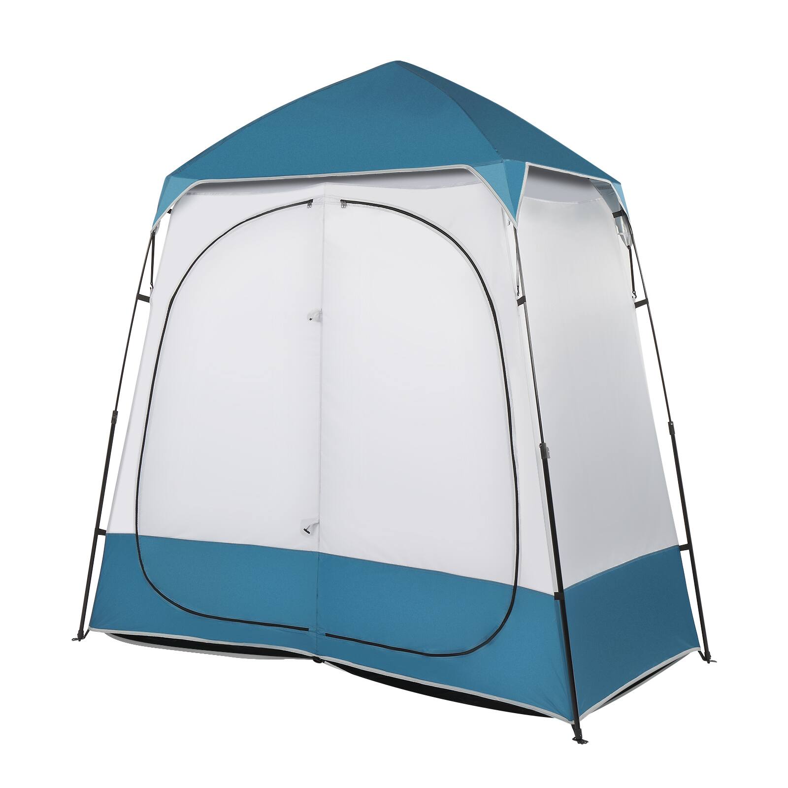 Front. Winado - 7.5FT Camping Dressing 2-Room Shower Tent Pop Up Shelter with Carrying Bag Privacy Changing Room Portable Toilet Outdoor - Blue & White.
