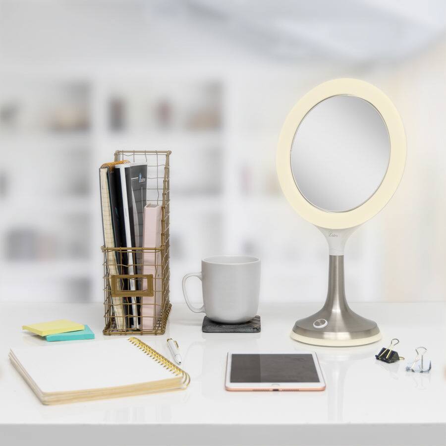 Alt View 2. Zadro - Mood Therapy LED Lighted Makeup Mirror with 8X/1X Magnifications & Touch Controls - White.