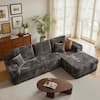 Front. Ovios - 104" Modular Sectional Sofa with Chaise, Modern L Shaped Couch for Living Room - Grey(Plush Corduroy, Right Facing).