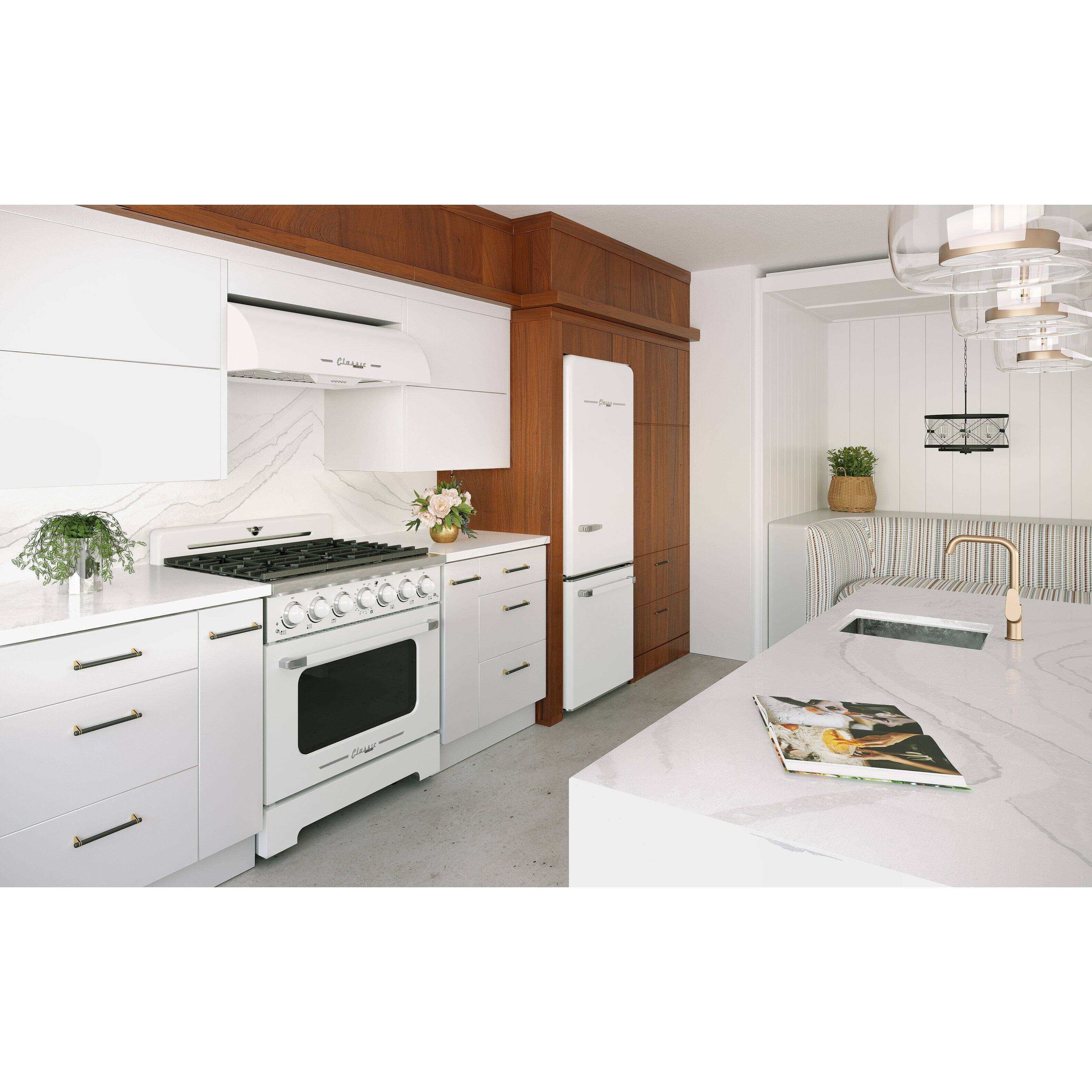 Alt View 13. Unique Appliances - Classic Retro 36" 700 CFM Ducted Under Cabinet Range Hood with LED Lighting - Marshmallow White.