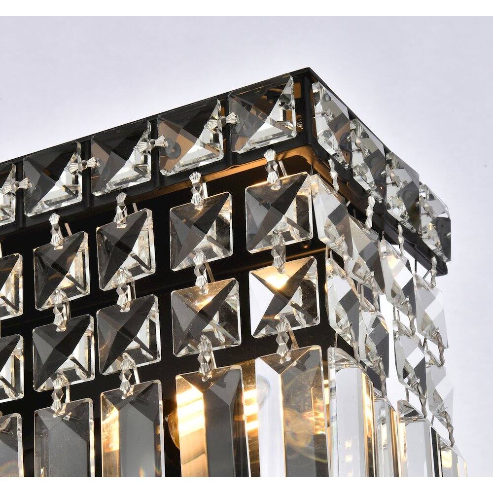 Back. Elegant Lighting - Maxime 18 Inch Black Wall Sconce - Black And Clear.
