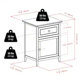 FurniFact - Accent Table with Drawer and Cabinet - Natural