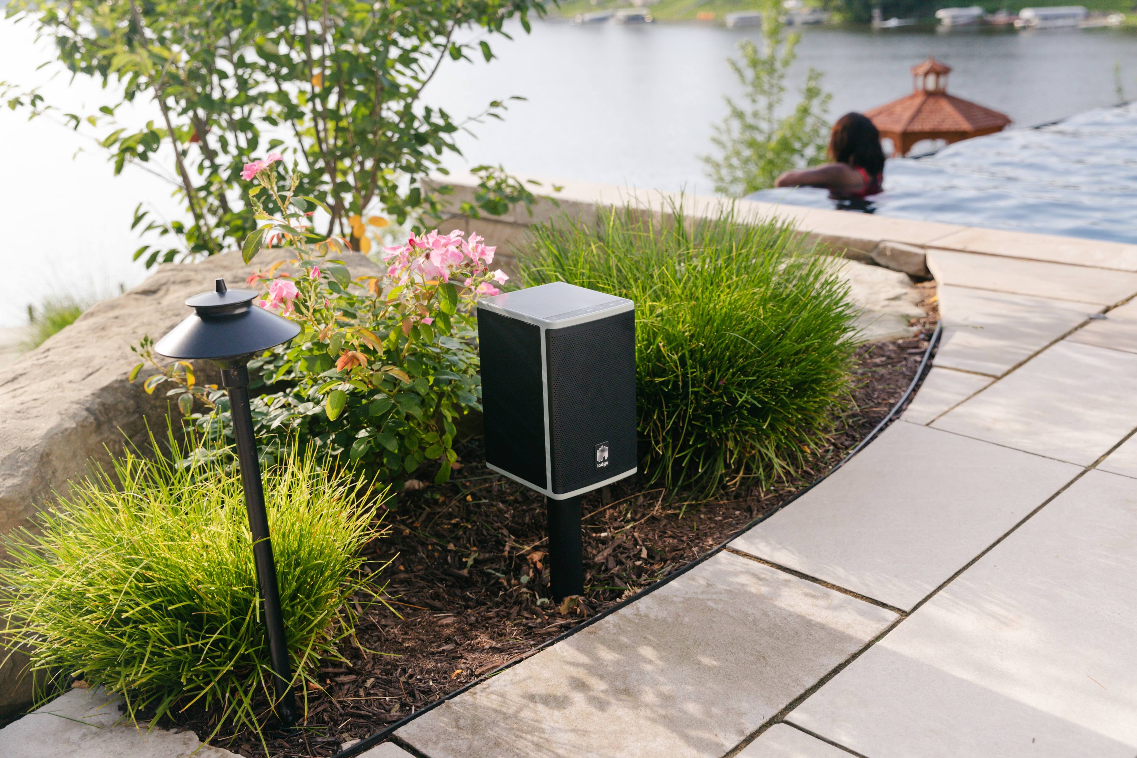 Alt View 5. Lodge - Solar Powered, Premium Sound, Outdoor, Landscape, Weatherproof Bluetooth Speaker (Each) - Black.
