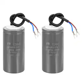 Unique Bargains - 2pcs CD60 Run Capacitor 400uF 450V 5% Motor Starting with 2 Wires for Air Compressor Washing Machine - Gray