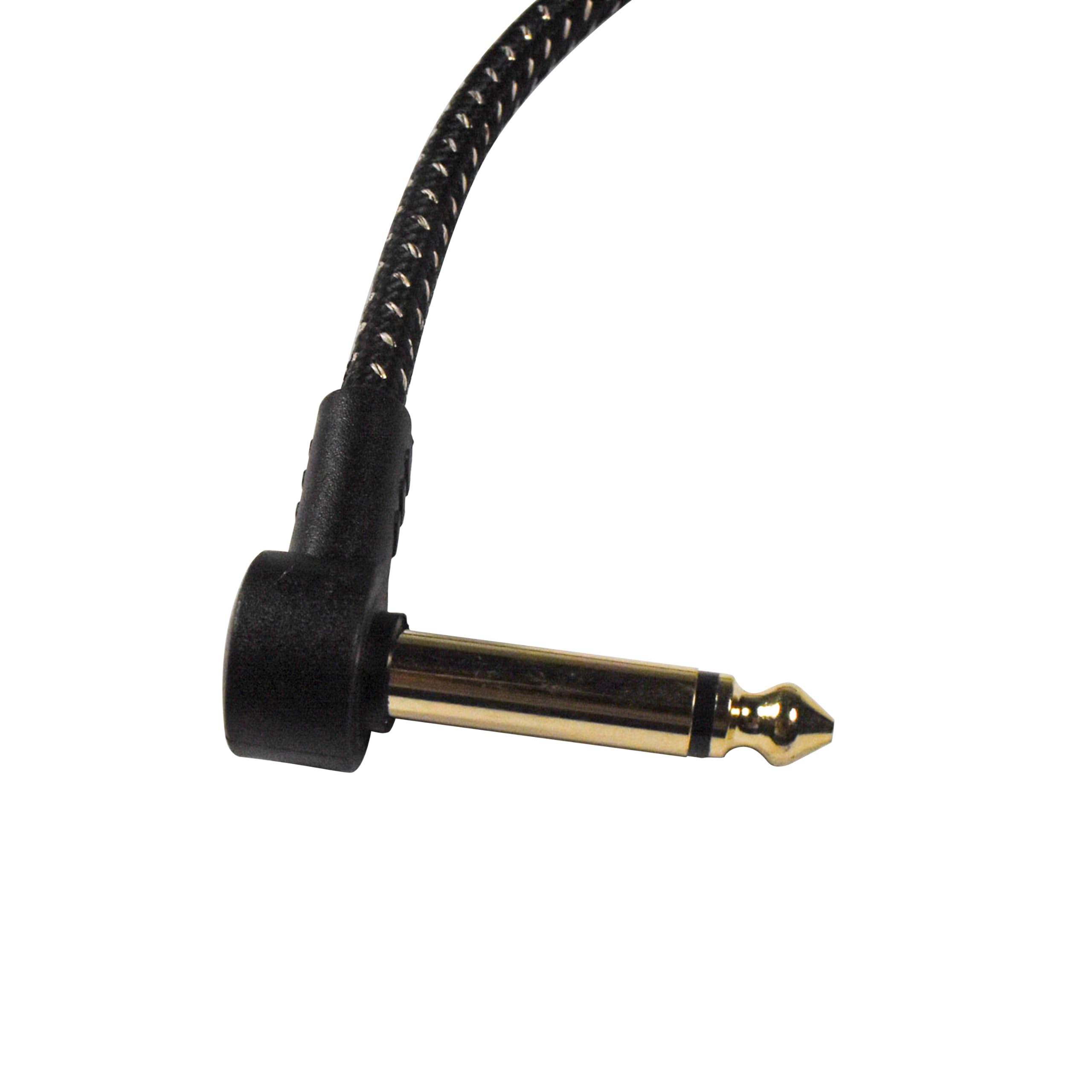 Left. HQRP - 3-Pack 6 in Right-Angle 1/4 in TS Instrument Patch Cable for Guitar, Bass, Pedalboard - Black.