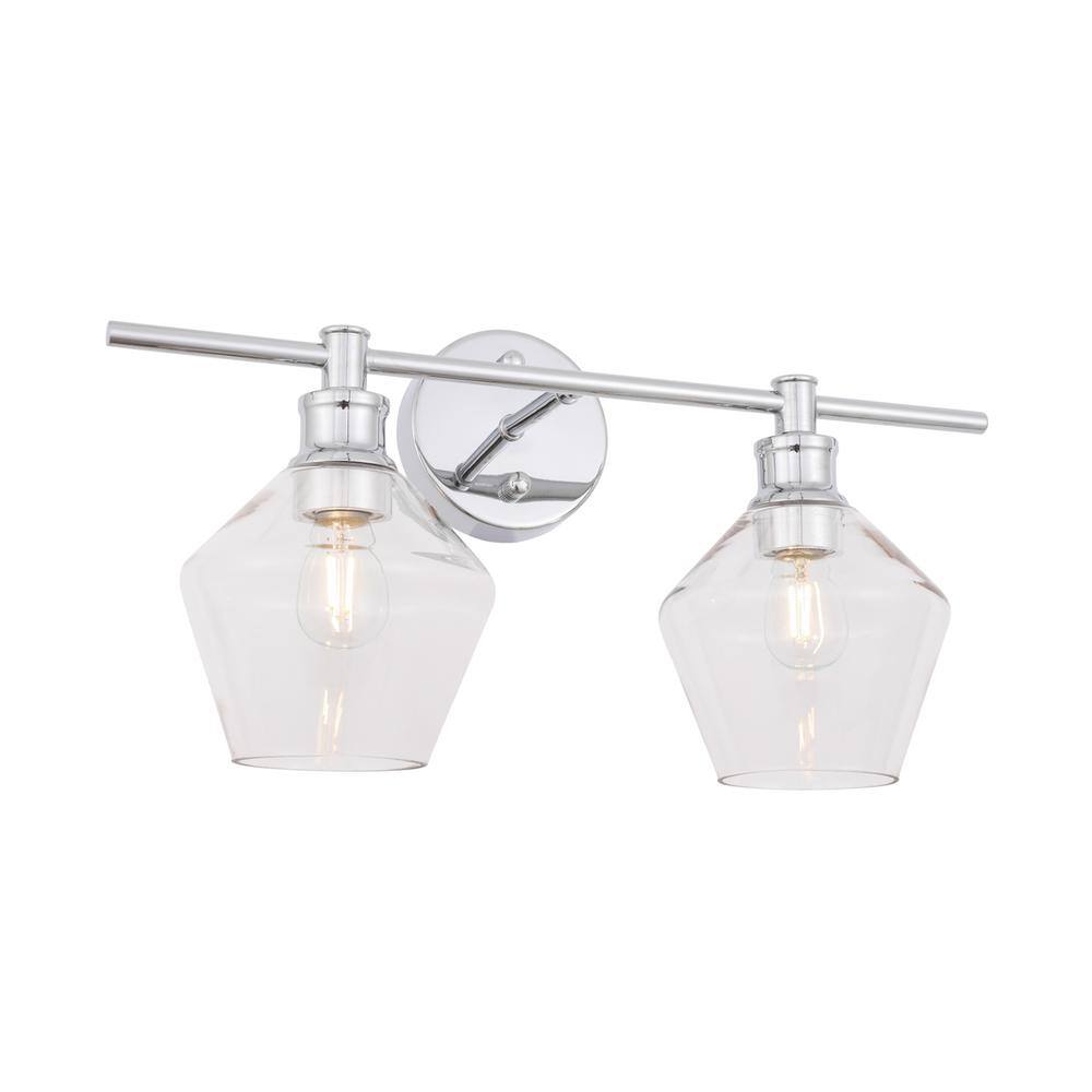 Angle. Living District - Gene 2 light Chrome and Clear glass Wall sconce - Chrome And Clear Glass.