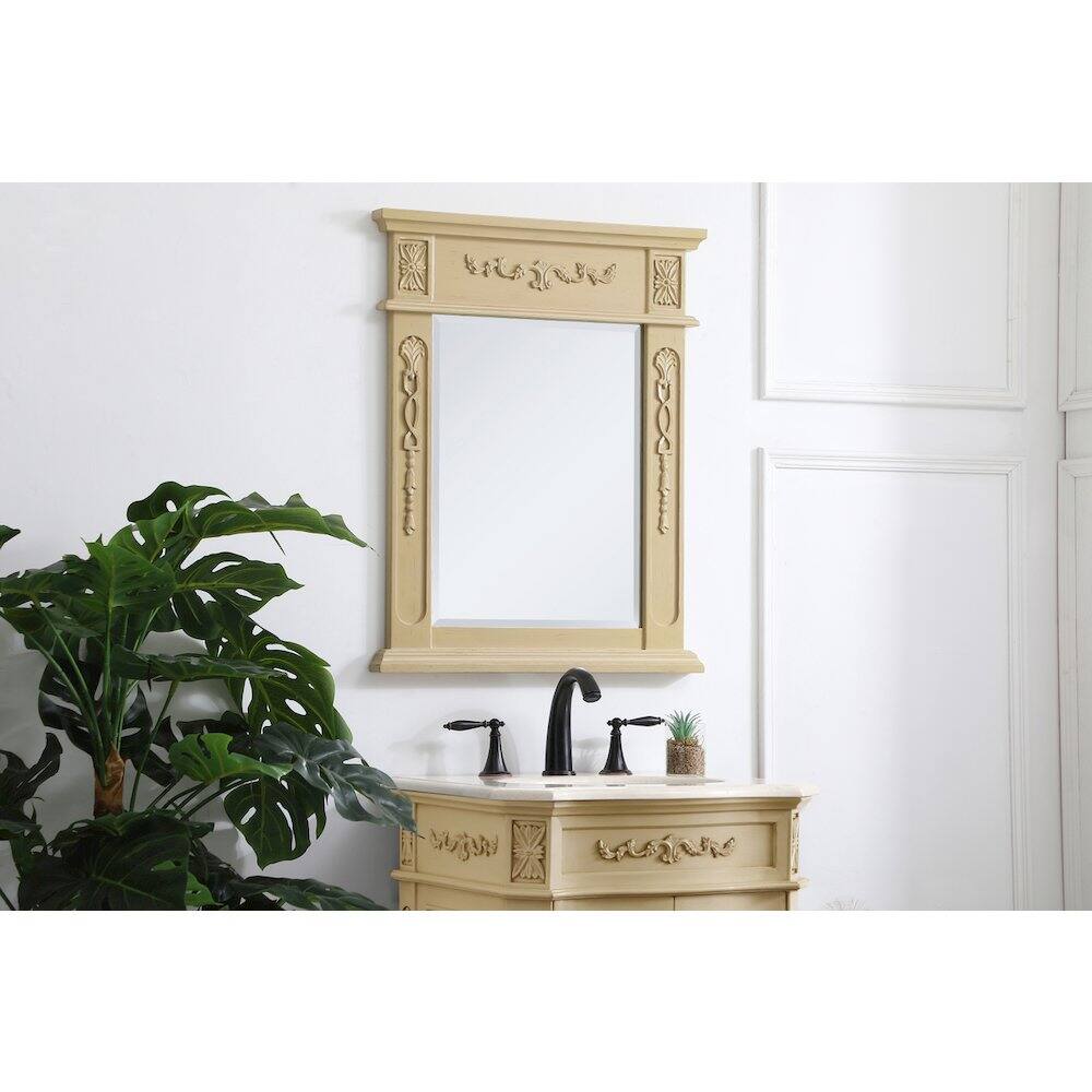 Back. Elegant Decor - Wood Frame Mirror 22 Inch X 28 Inch In Light Antique Beige - Light Antique Beige.