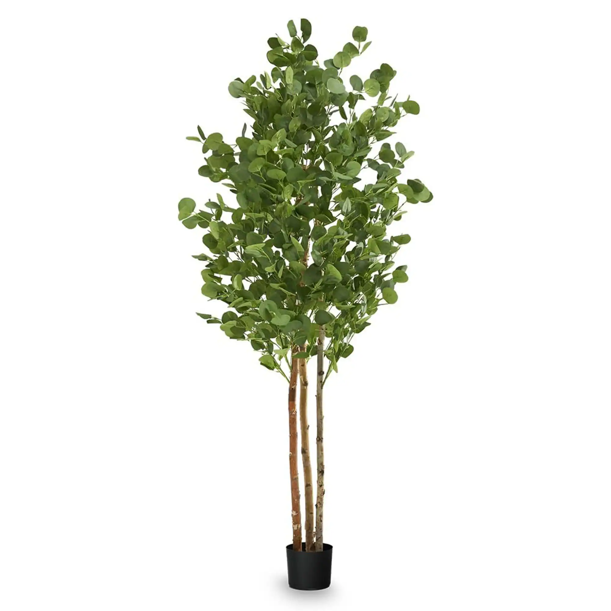 Maia Shop - Artificial Eucalyptus Tree 6' Tall, Fake Tree with Natural Wood Trunk - Green