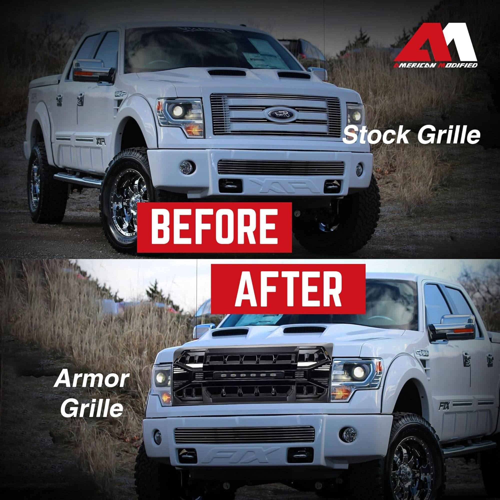 Yaking  
AMERICAN MODIFIED  
Ford  
Stock Grille  
BEFORE AFTER  
Armor Grille  
FIX  
FDX