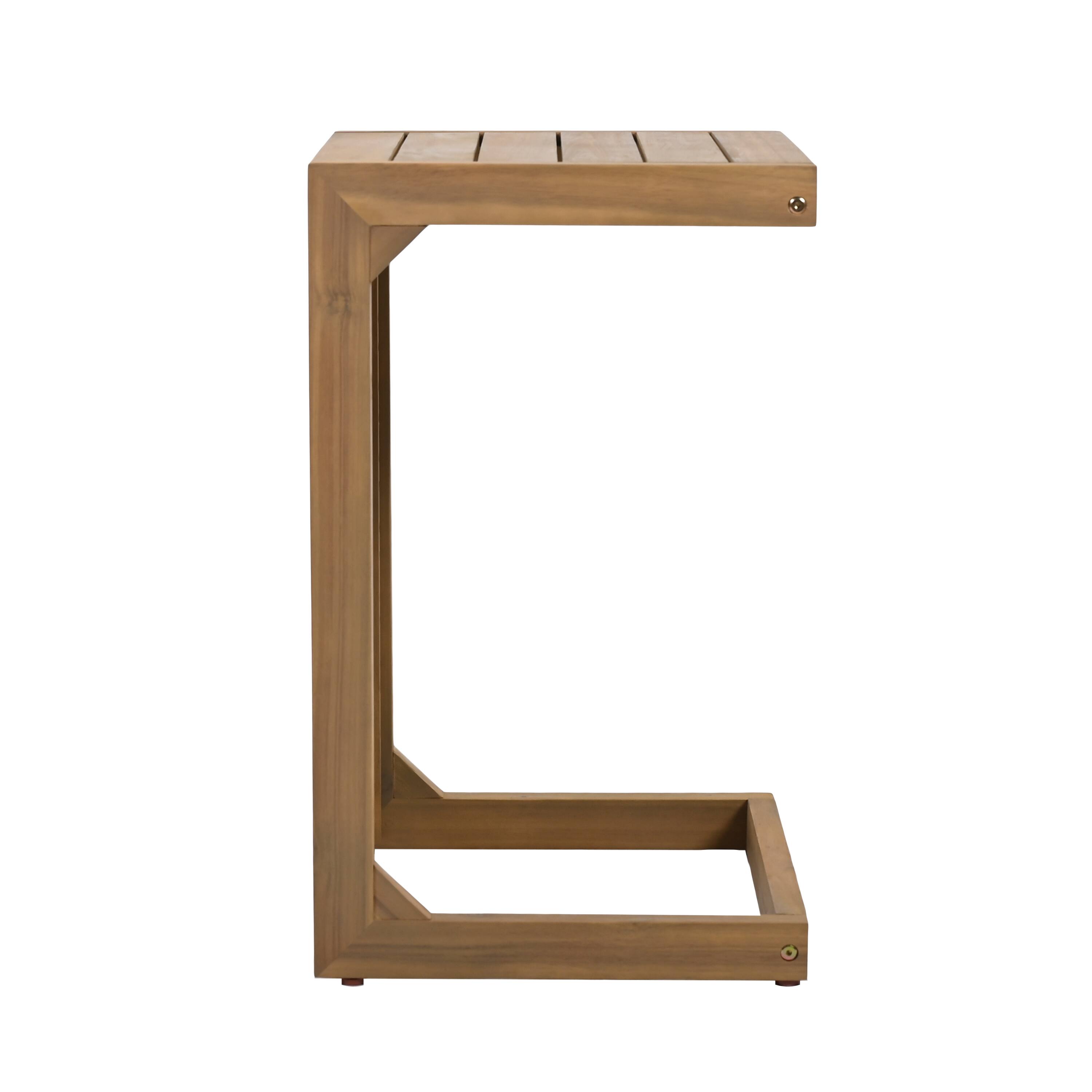 Left. Mondawe - C-shape Acacia Wood End table - Brown.