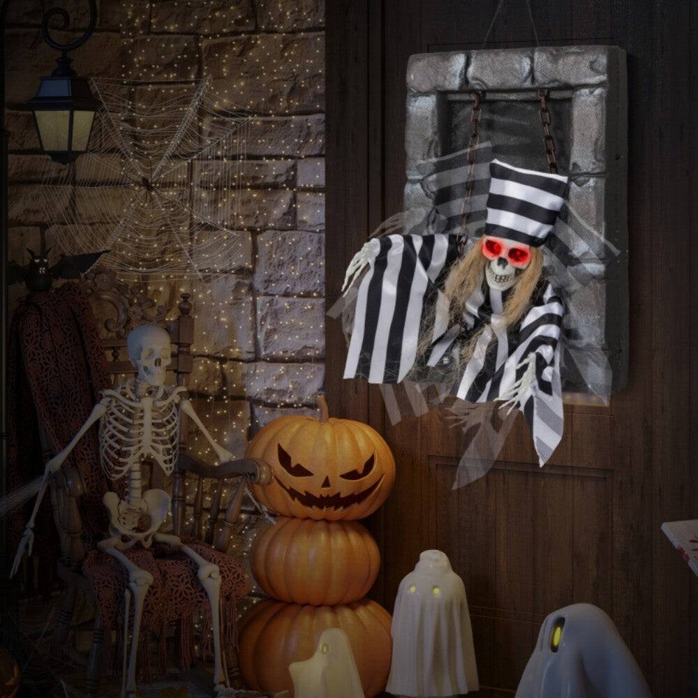 Alt View 5. Boyel Living - Sound Activated Hanging Decoration Spooky Moving Skull for Halloween - Multicolor.