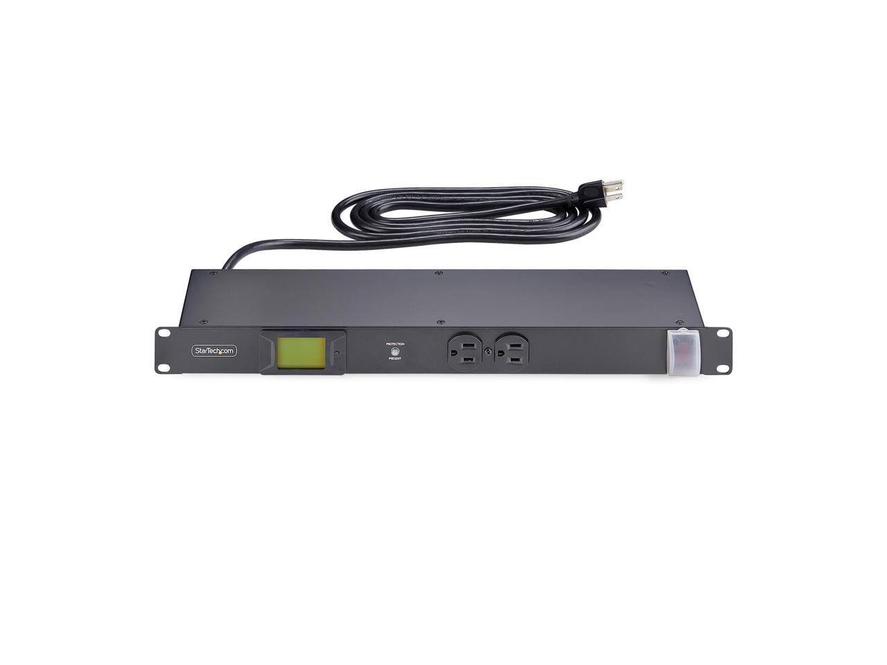 Alt View 4. Startech - StarTech 8-Outlet 1U Rack Mount PDU w/Surge Protector, 125V/15A, 8ft Cord, TAA - 8NM8-RACK-MOUNT-PDU - Black.