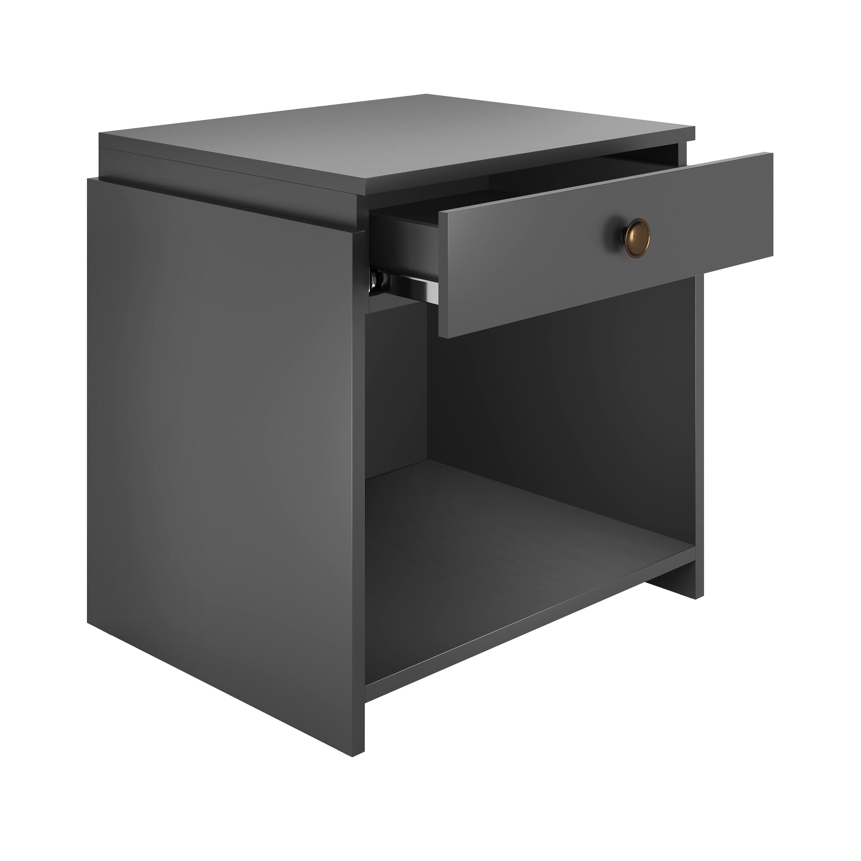 Alt View 4. Boyd Sleep - Boyd Sleep Sydney One Drawer Low Profile Nightstand- Bedroom End Table - Black.