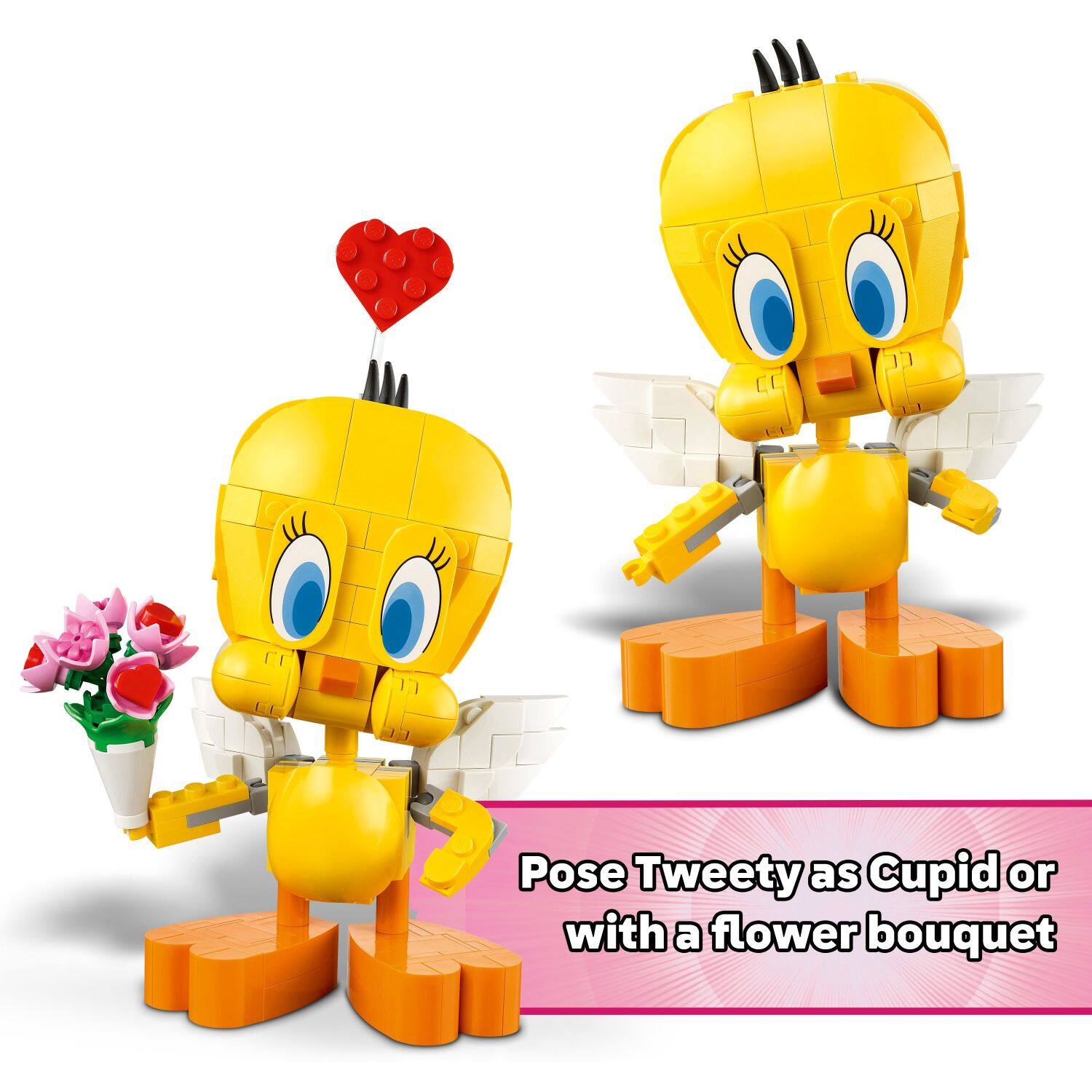 Pose Tweety as Cupid or with a flower bouquet