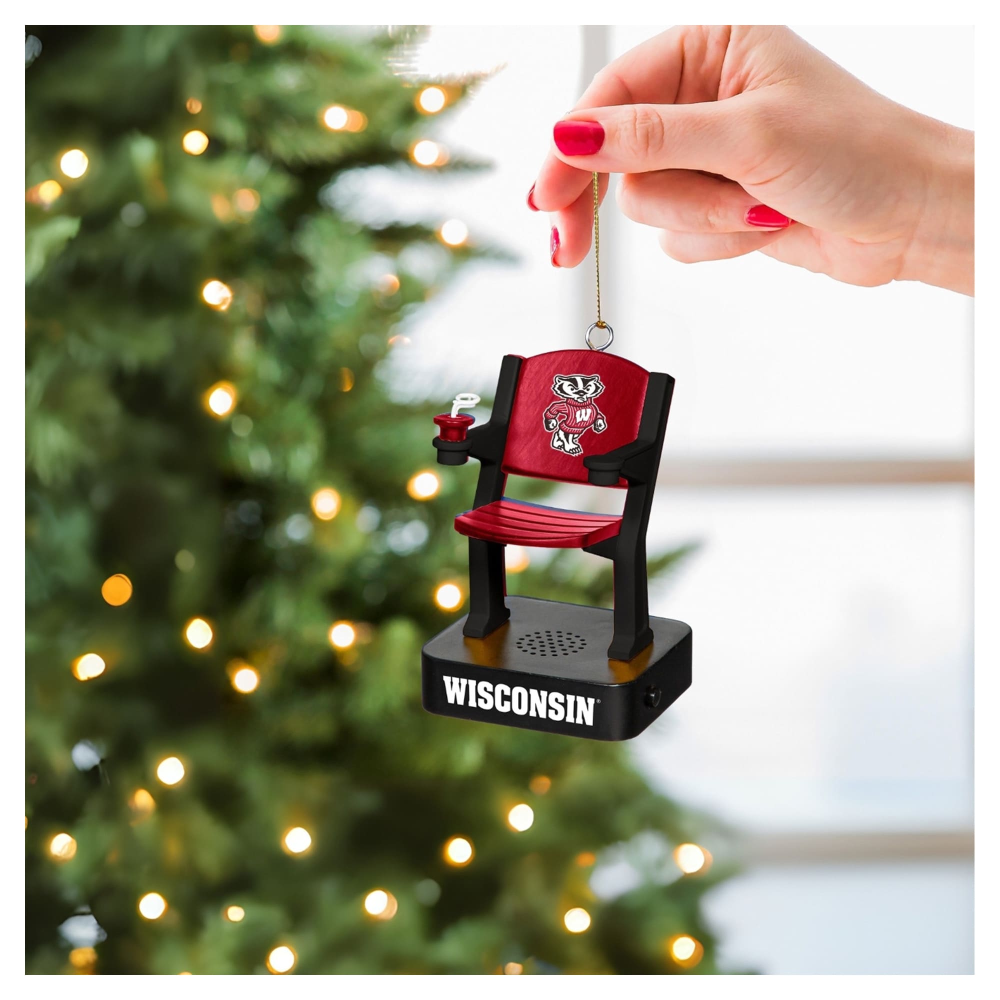 Alt View 1. Evergreen Enterprises - Wisconsin Badgers Stadium Seat Ornament with Sound - Multicolor.