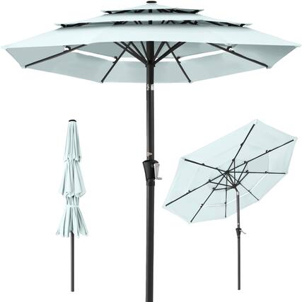 Front. Best Choice Products - Best Choice Products 10ft 3-Tier Patio Umbrella, Market Sun Shade w/ Tilt Adjustment, Easy Crank - Baby Blue - Baby Blue.