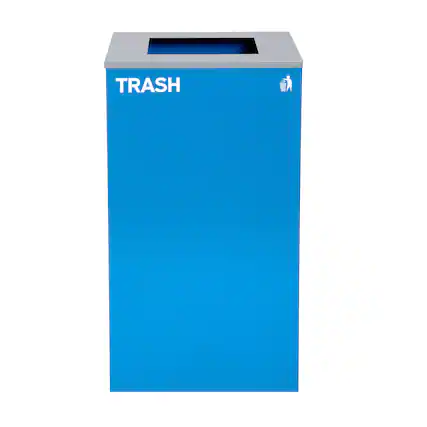 Front. Alpine Industries - 29 Gallon Steel Recycling Trash Can with Square Lid - Blue.