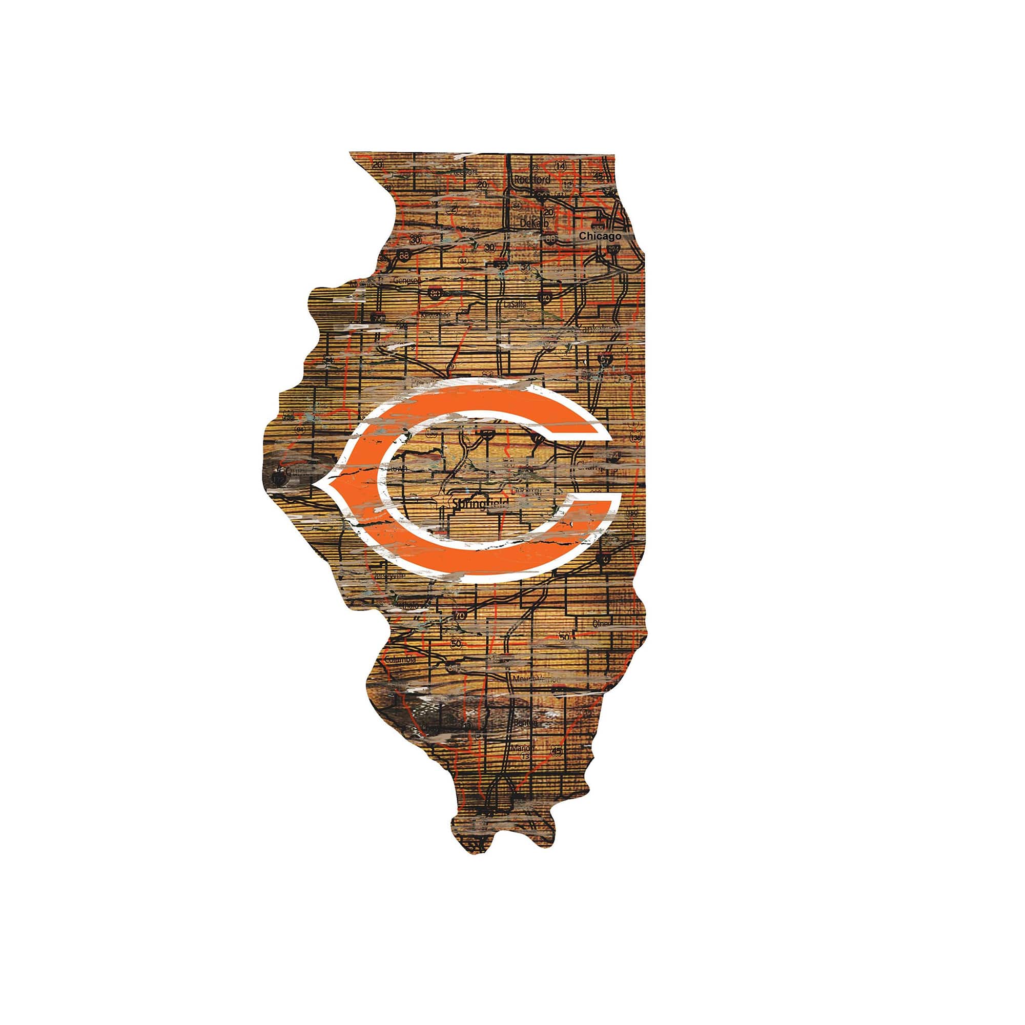 "Fan Creations - Chicago Bears 23.5"" x 23.5"" Distressed State with Logo Sign - Multicolor" price history on PriceWatchPro