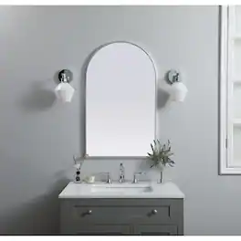 Elegant Decor - Metal Frame Arch Mirror 22x36 Inch - Silver